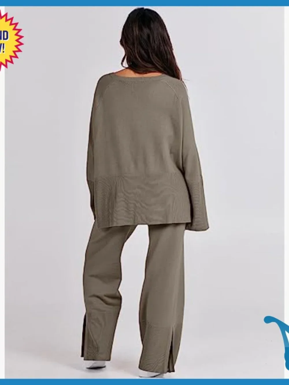 Oversized Knit Sweater Set with Wide Leg Pants Lounge Pajama